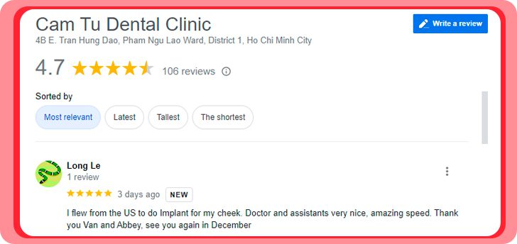review of cam tu dental clinic