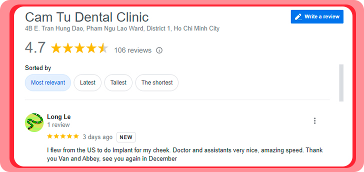 review of cam tu dental clinic