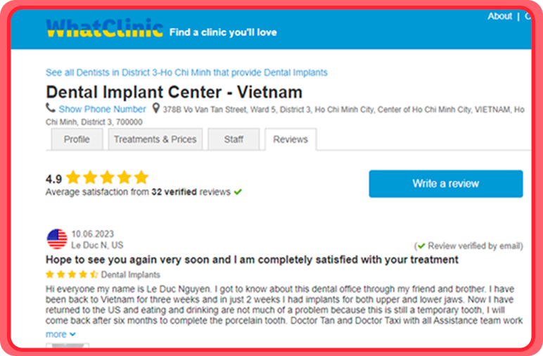 Review about Single implant at saigon implant dental center